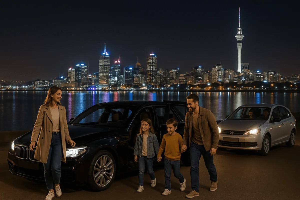 Family arriving home safely in their own car